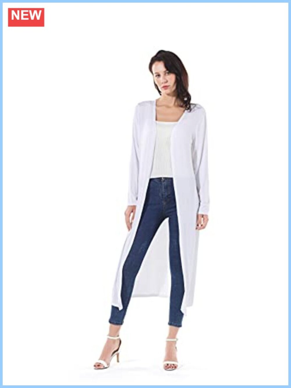 Women's Lightweight Long Open Front Duster Cardigan Rayon Spandex